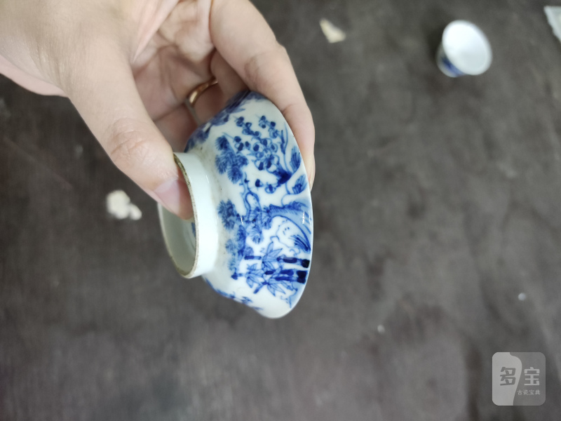 清 青花山水纹杯、青花人物纹杯 - 图10